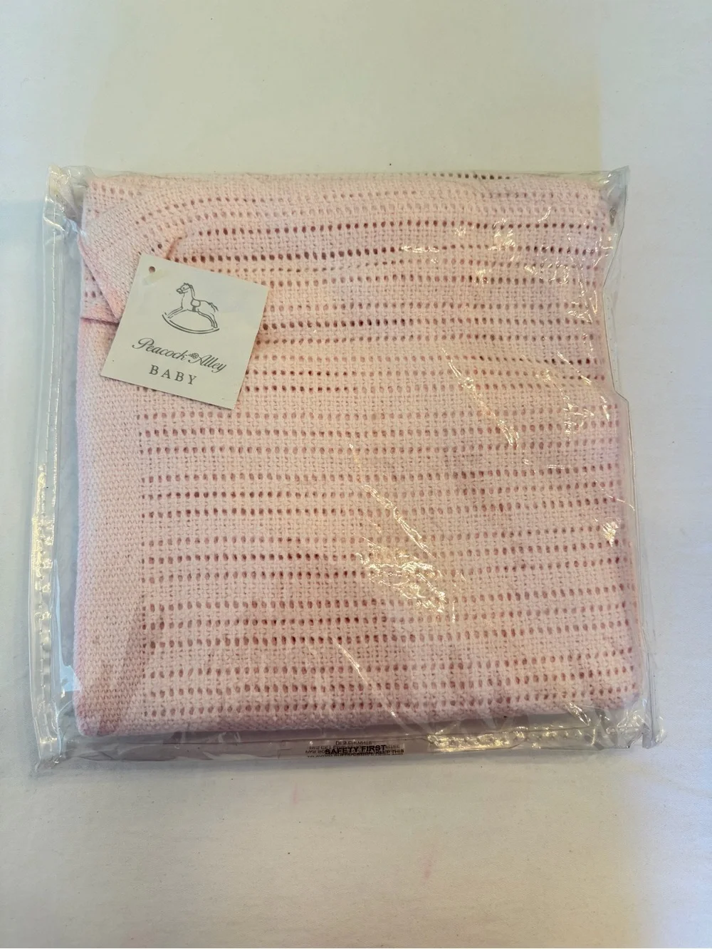 Peacock Alley Baby 100% Egyptian Cotton Baby Pink Knit Blanket 30x40”